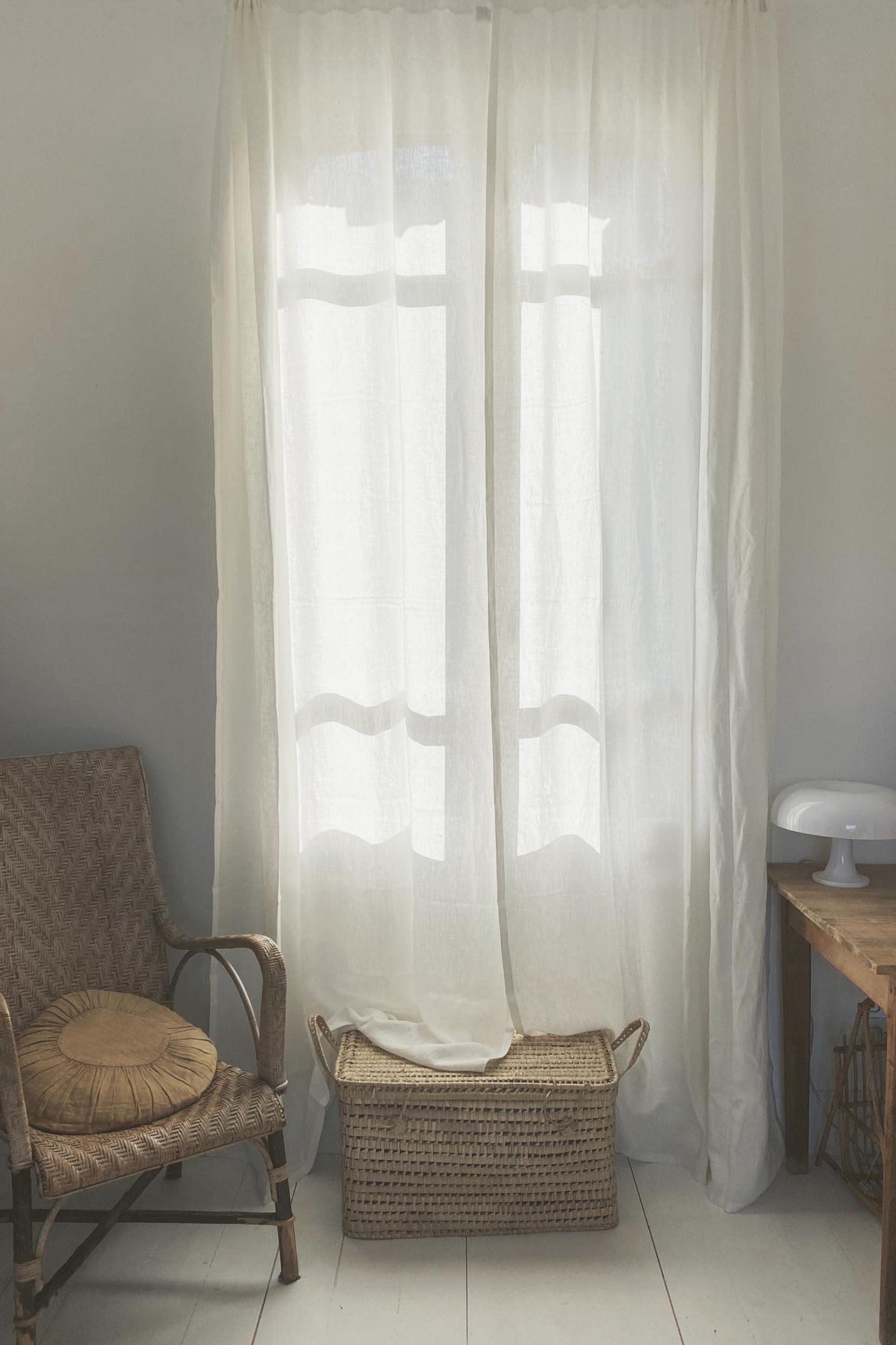 White deals linen curtains