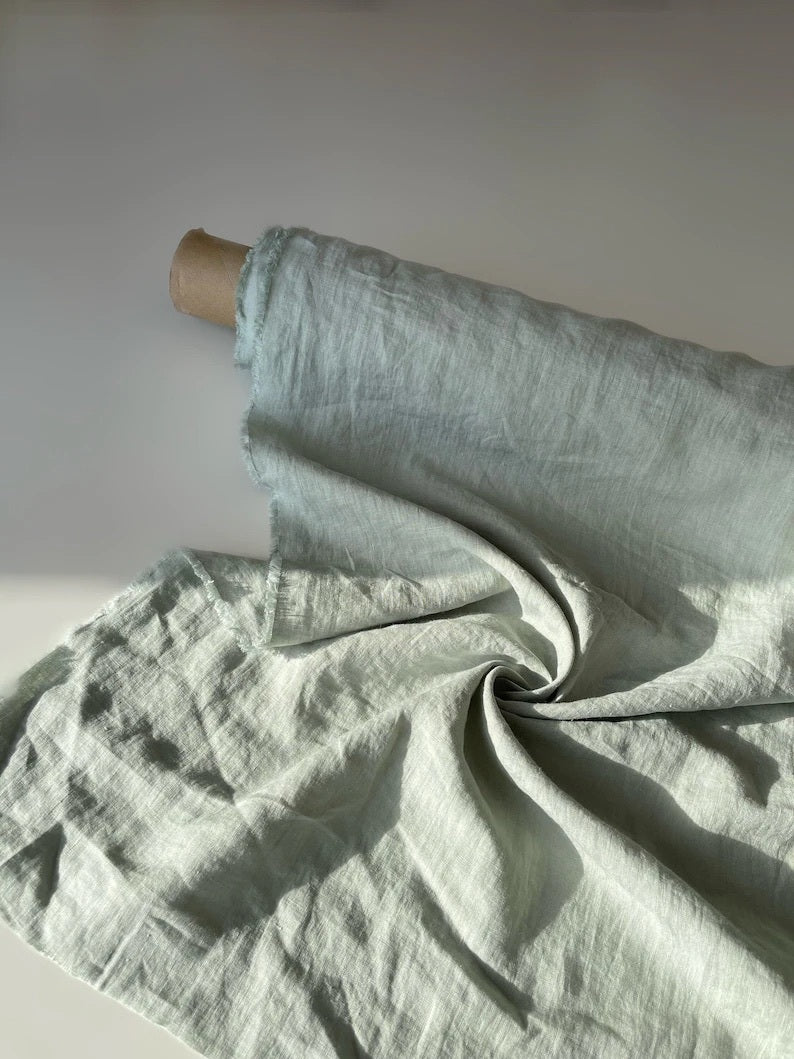 Sage Green Linen Fabric By AmourlInen