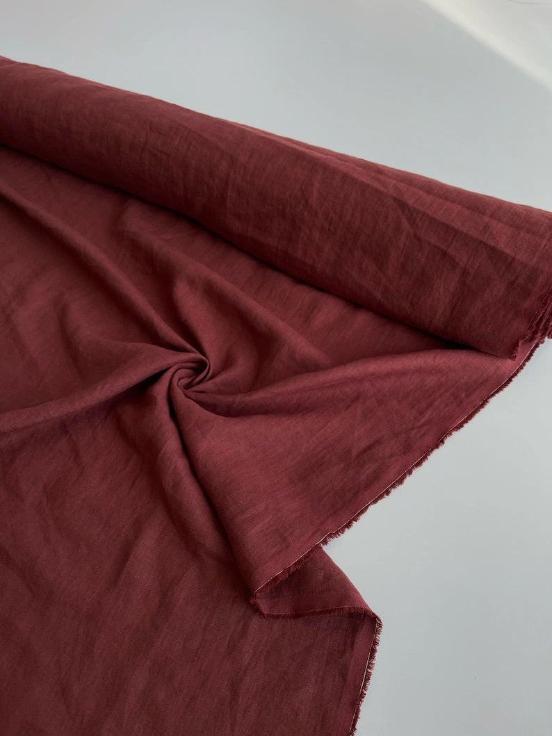 Terracotta Color Linen Fabric By AmourLinen