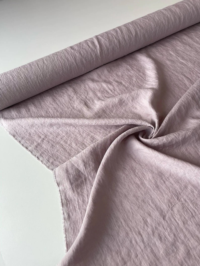 Close Up Of Dusty Rose Linen Fabric By AmourlInen